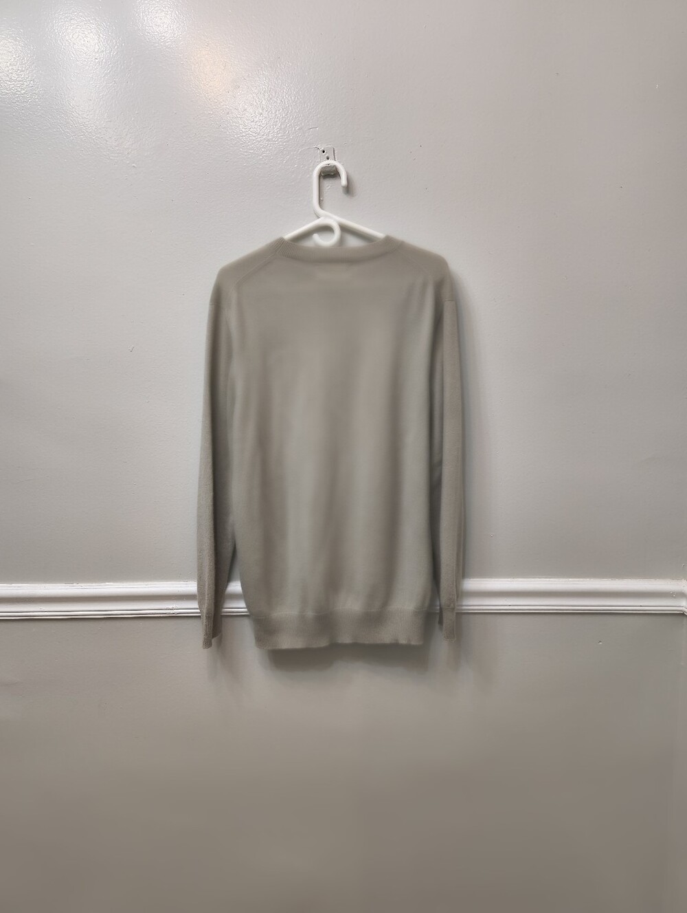 Zara Origins Men's 100% Cashmere Crewneck Sweater Beige Cream L Quiet Luxury - Picture 5 of 10